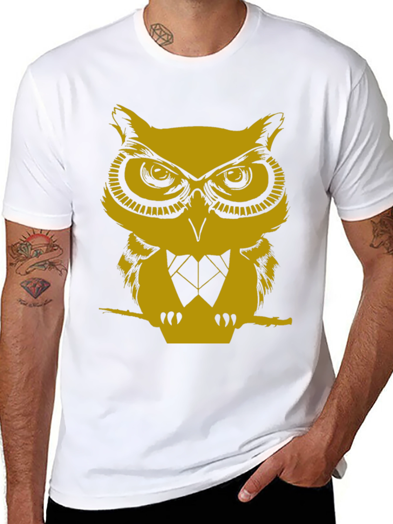 Owl Graphic Print Crew Neck T-Shirt
