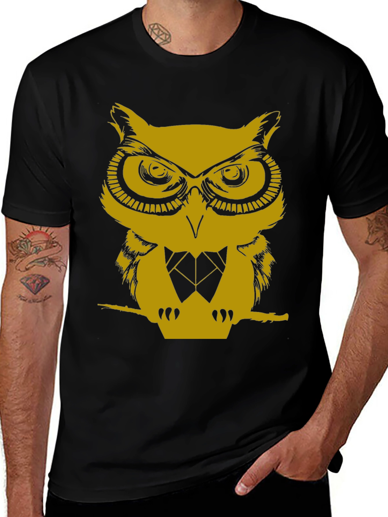 Owl Graphic Print Crew Neck T-Shirt