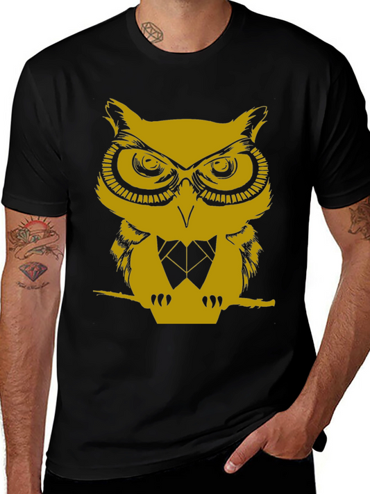 Owl Graphic Print Crew Neck T-Shirt