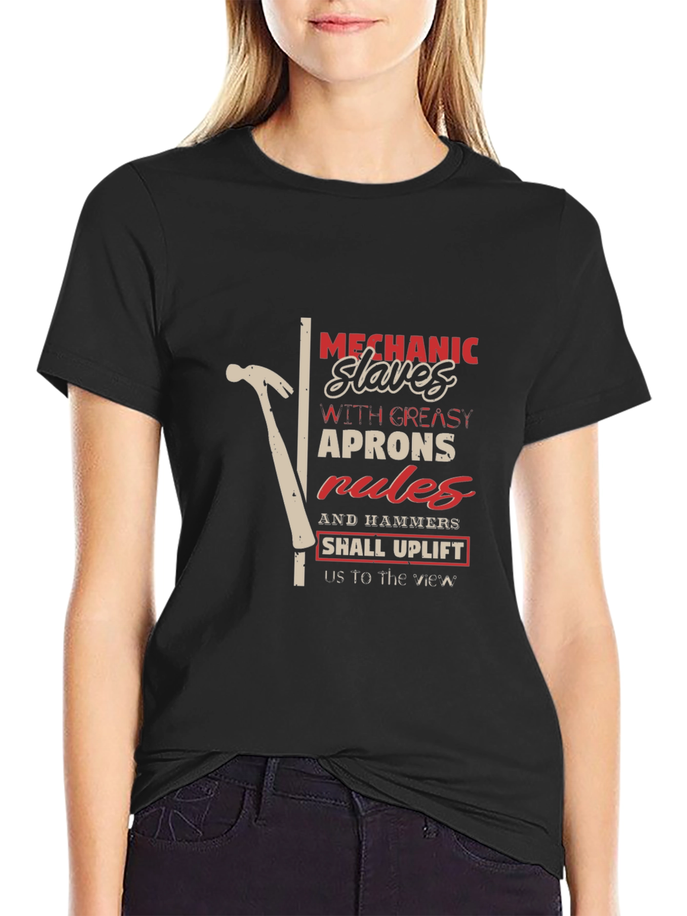 Mechanics Hammer & Slogan Graphic Tee - Black