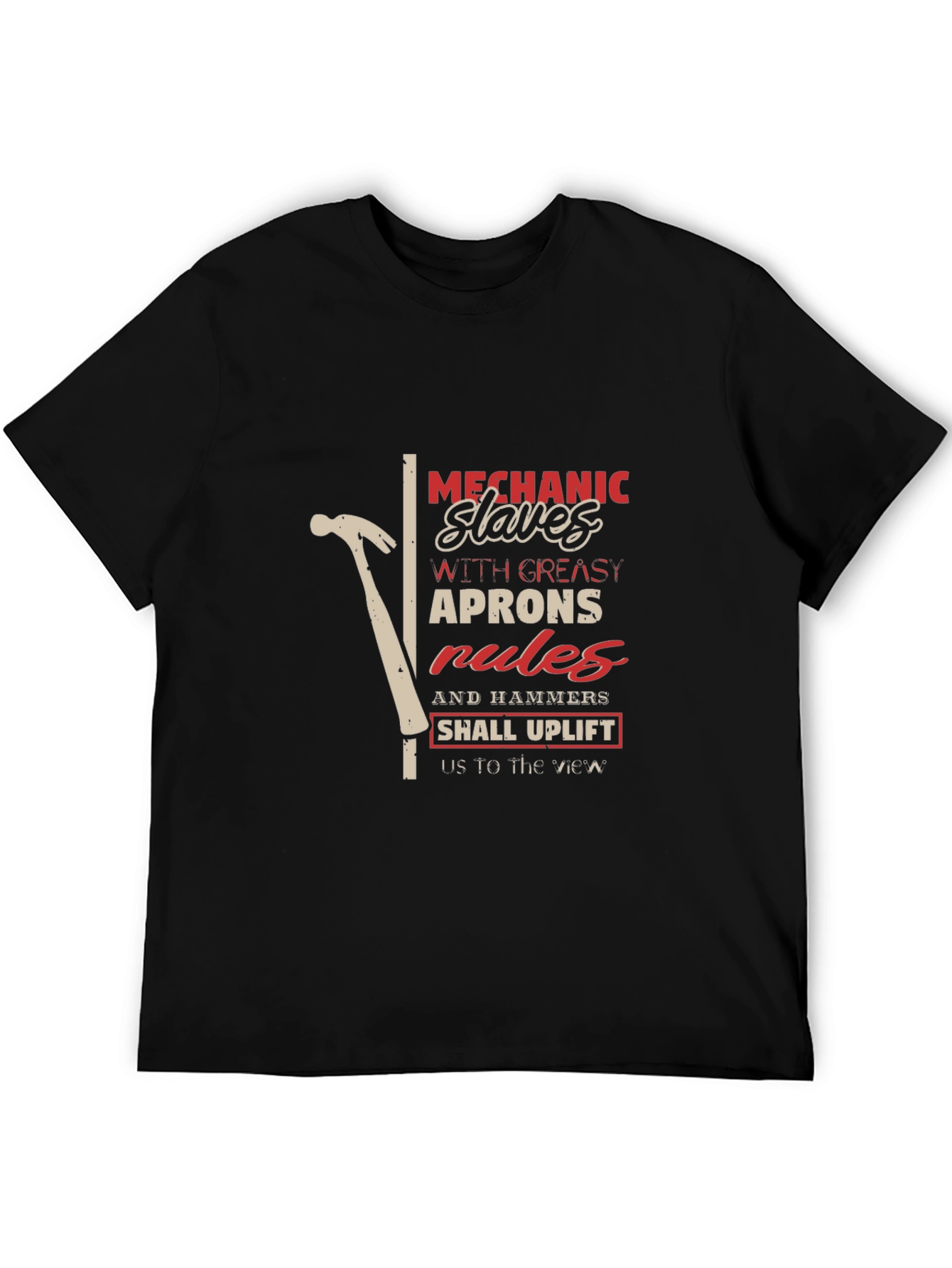 Mechanics Hammer & Slogan Graphic Tee - Black