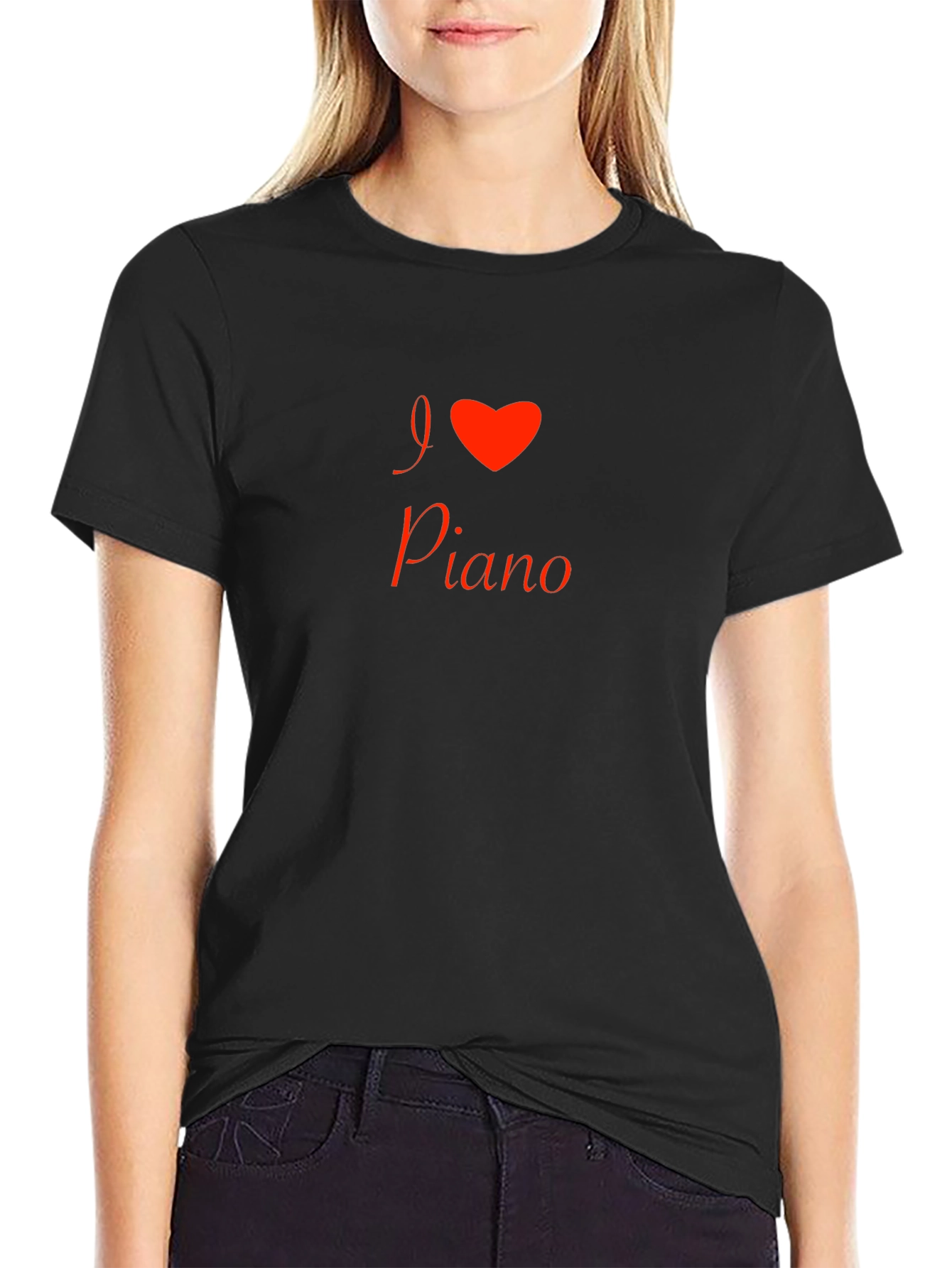 I Love Piano Graphic Tee - Black