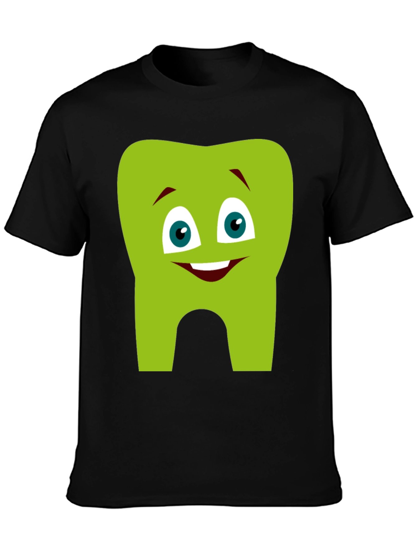 Cartoon Tooth Graphic T-Shirt - Black Cotton Tee