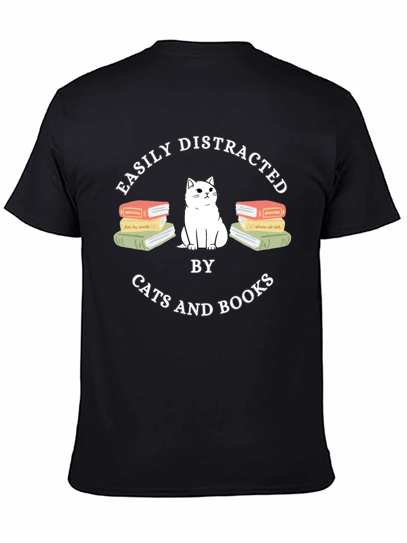 Easily Distracted by Cats and Books T-Shirt