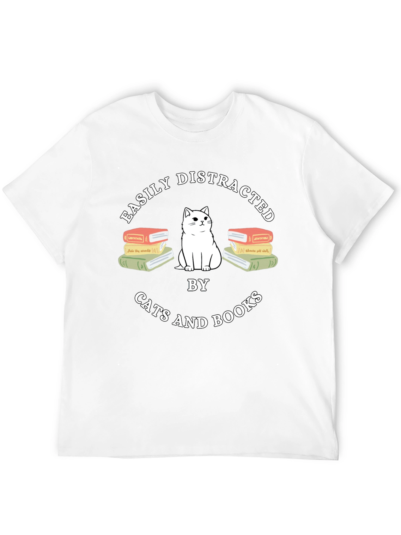 Easily Distracted by Cats and Books T-Shirt