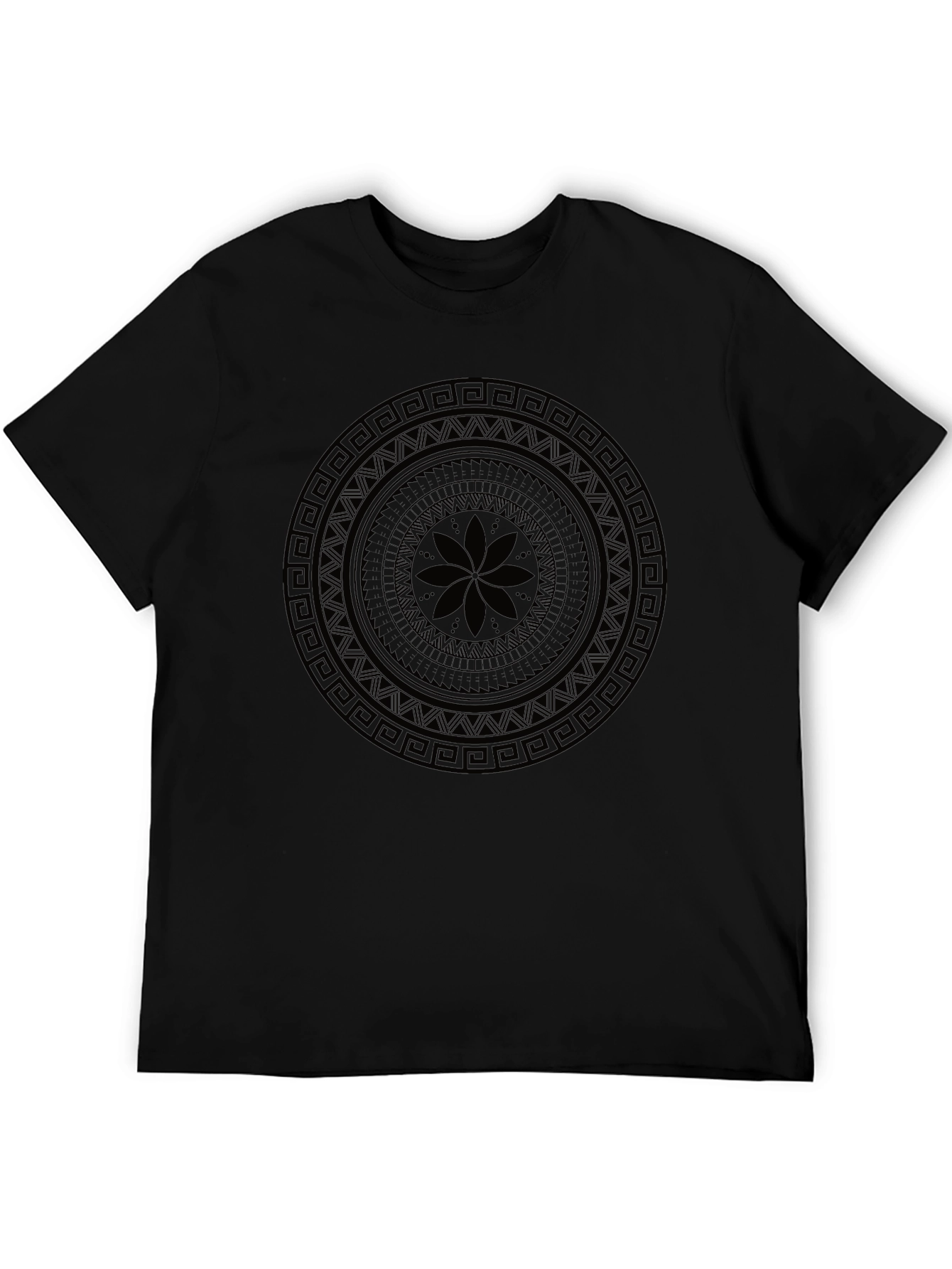 Mens Black Graphic Mandala T-Shirt