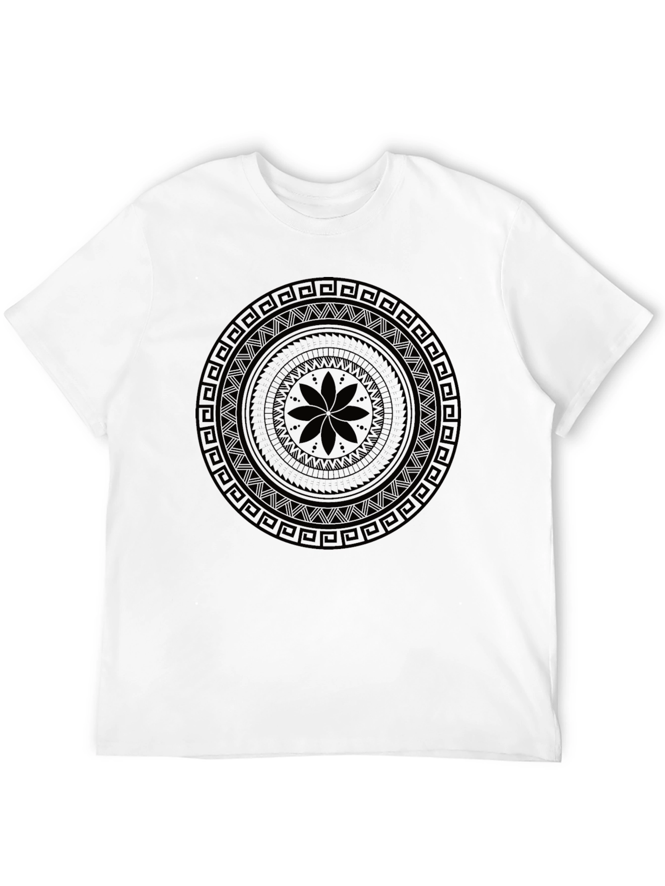 Mens Black Graphic Mandala T-Shirt