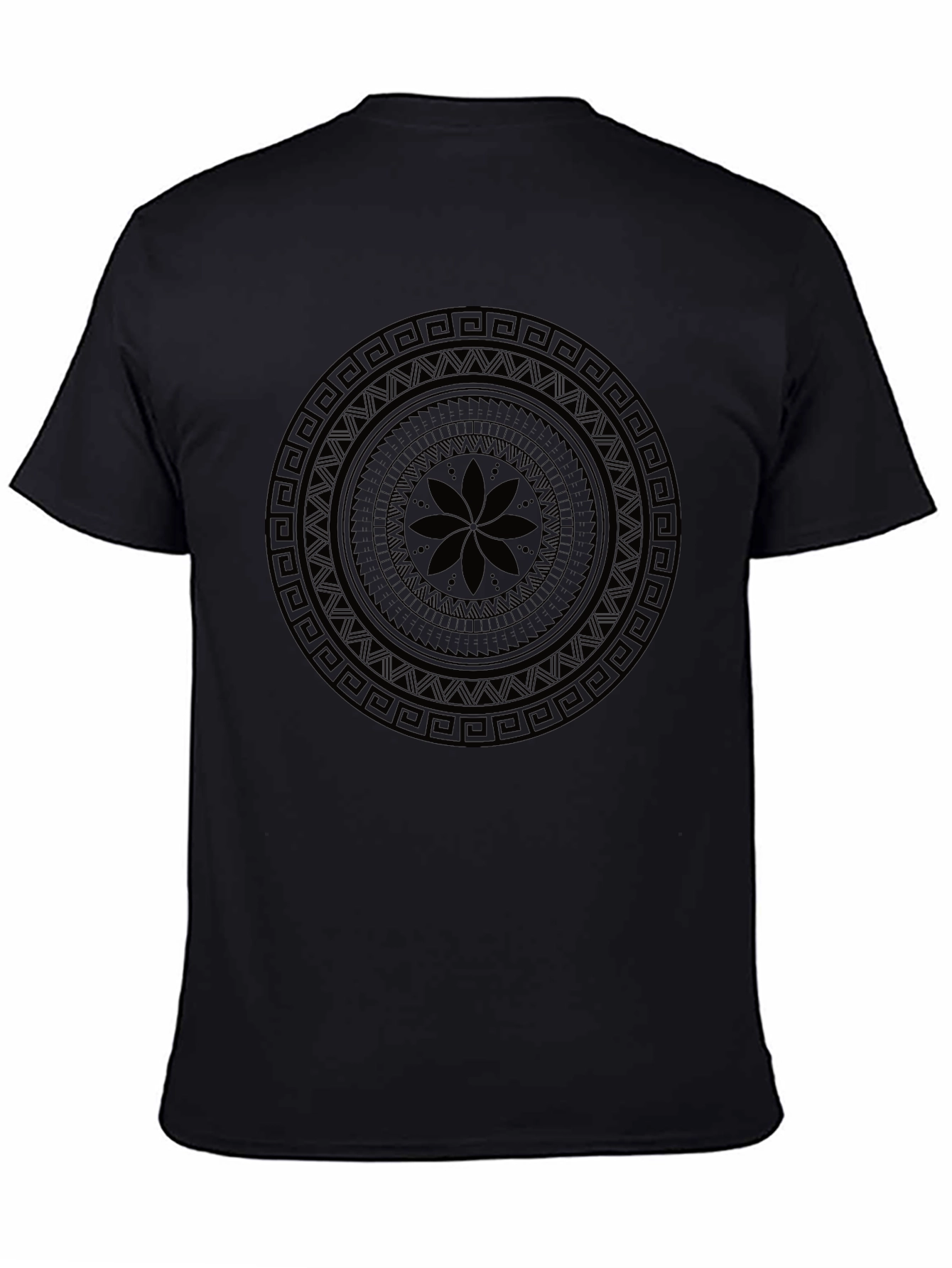 Mens Black Graphic Mandala T-Shirt