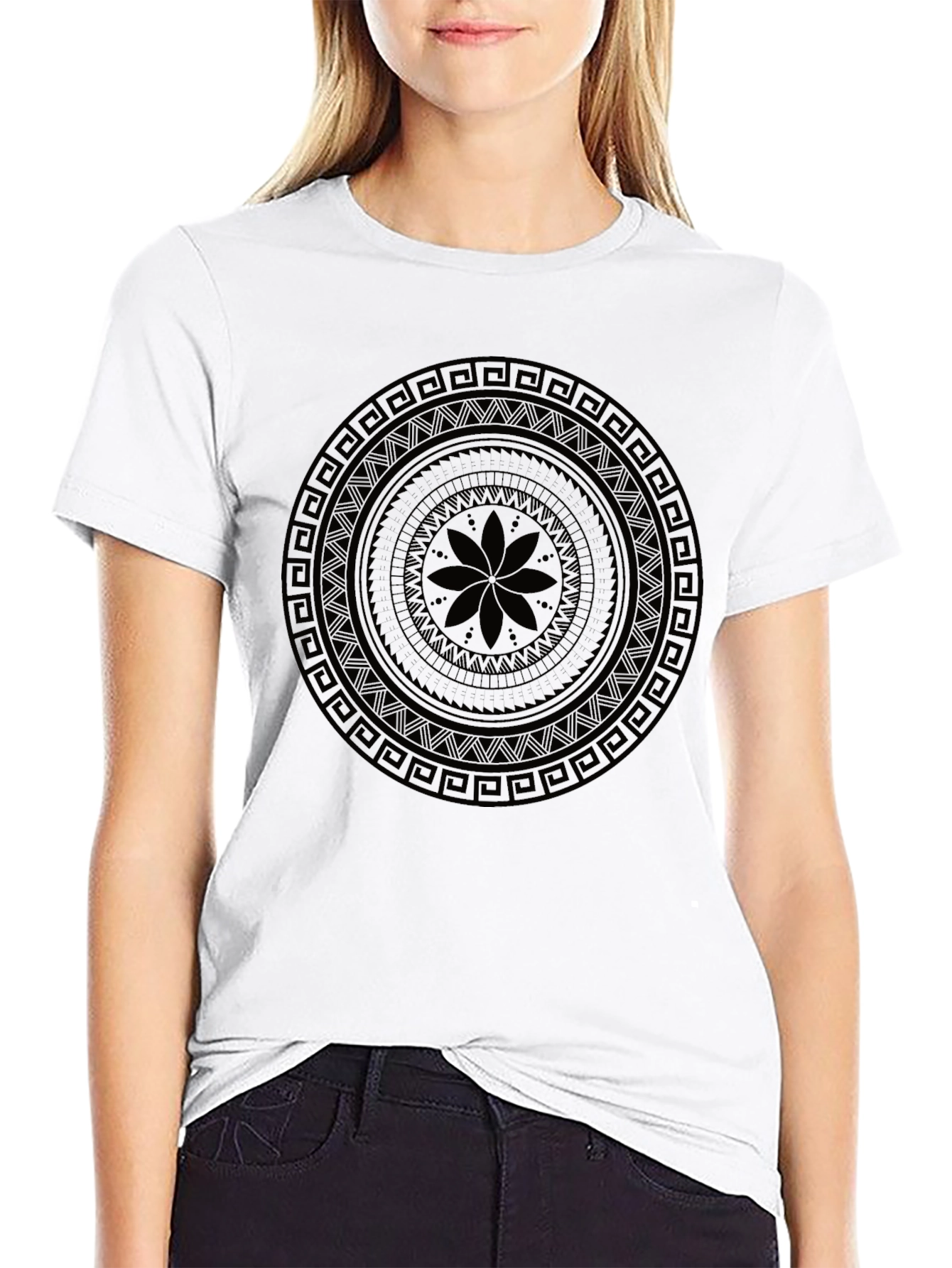 Mens Black Graphic Mandala T-Shirt
