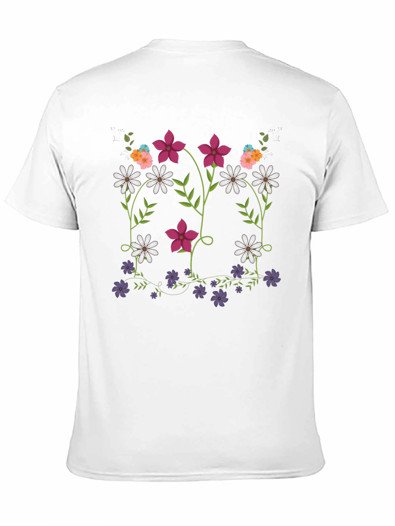 Floral Print Mens Black T-Shirt