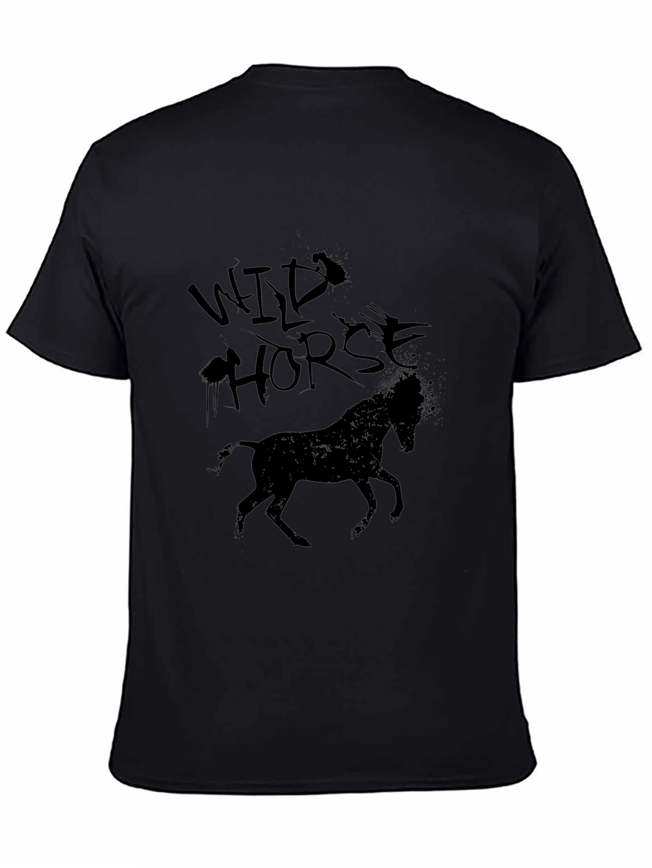 Wild Horse Graphic Tee - Black Cotton T-Shirt