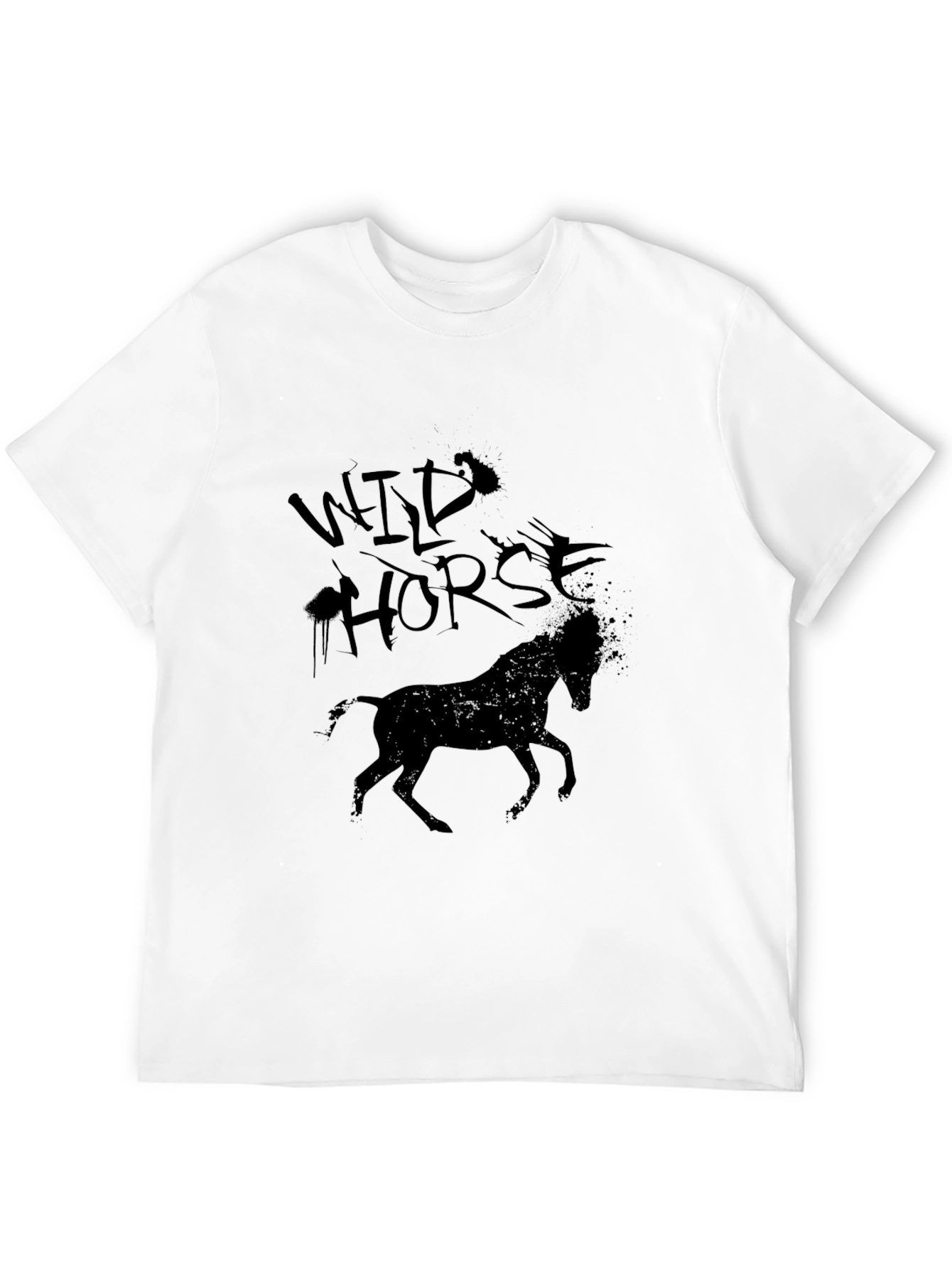 Wild Horse Graphic Tee - Black Cotton T-Shirt