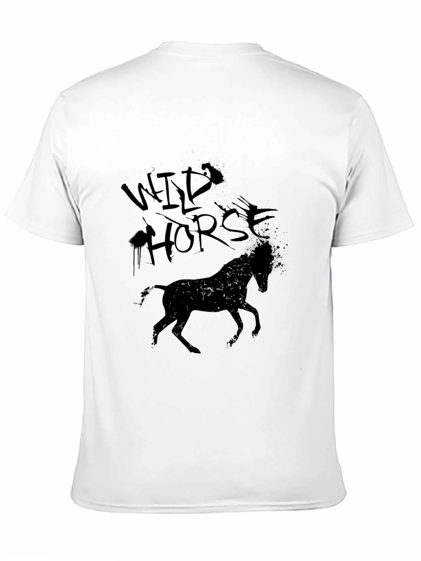 Wild Horse Graphic Tee - Black Cotton T-Shirt