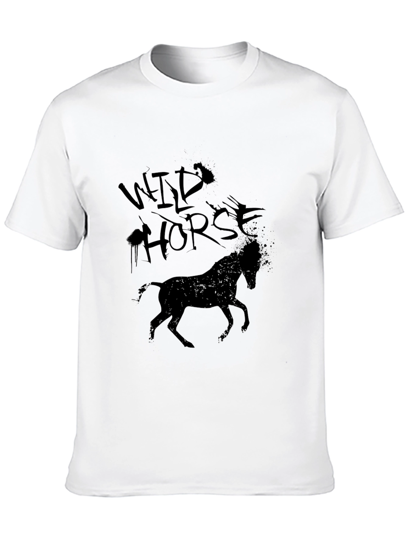 Wild Horse Graphic Tee - Black Cotton T-Shirt