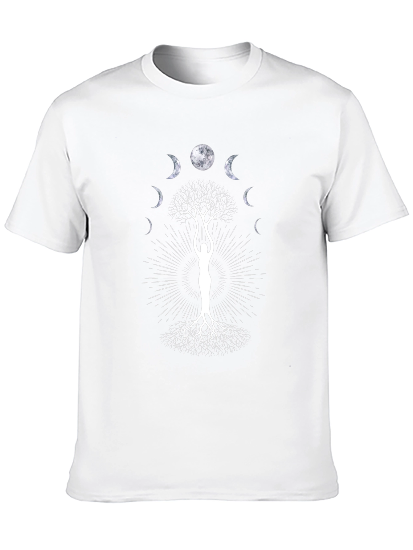 Moon Phase Tree Graphic Tee - Black Cotton Blend