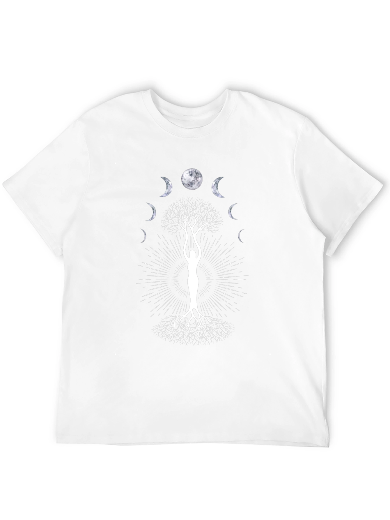 Moon Phase Tree Graphic Tee - Black Cotton Blend