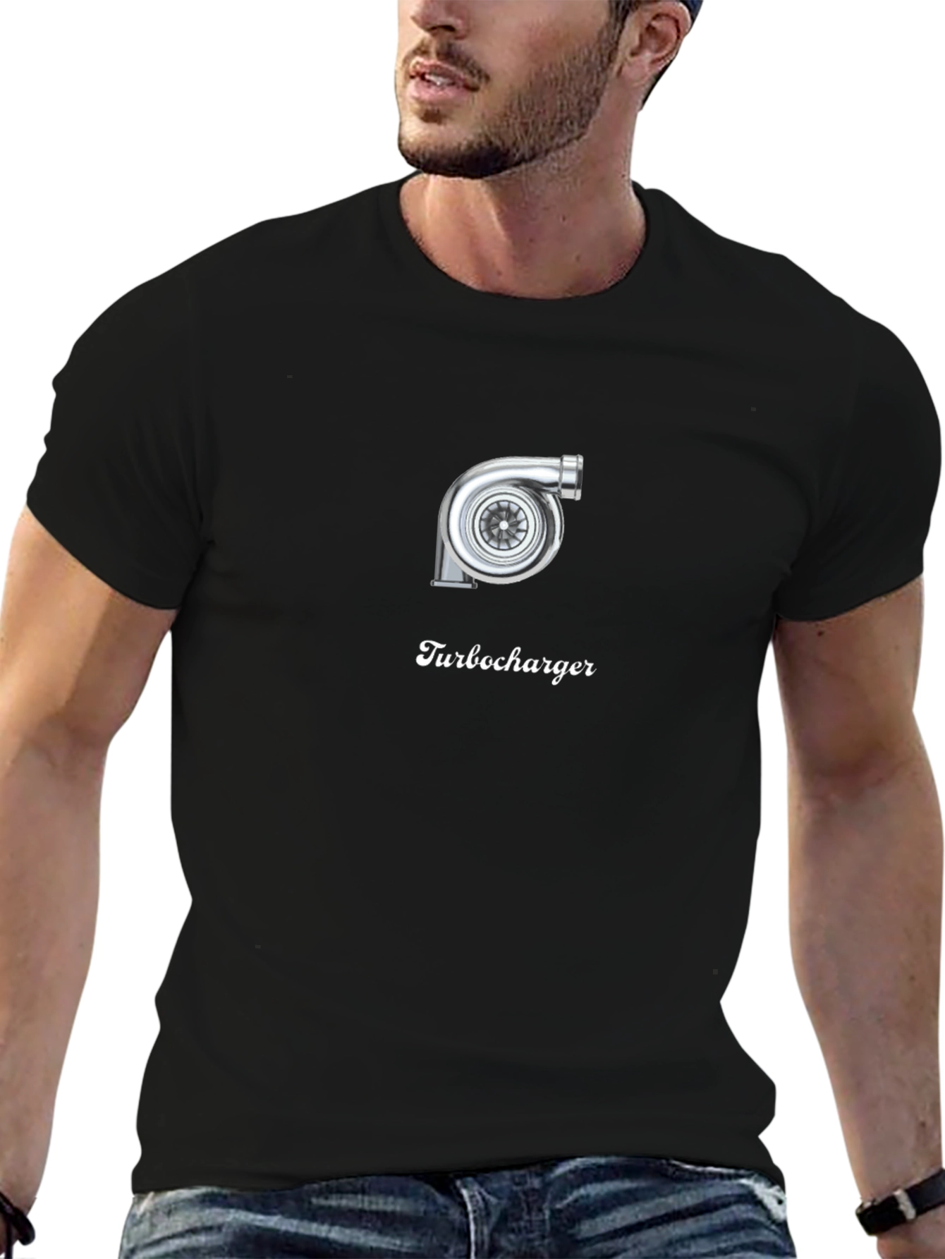 Turbocharger Graphic Tee - Black Cotton T-Shirt