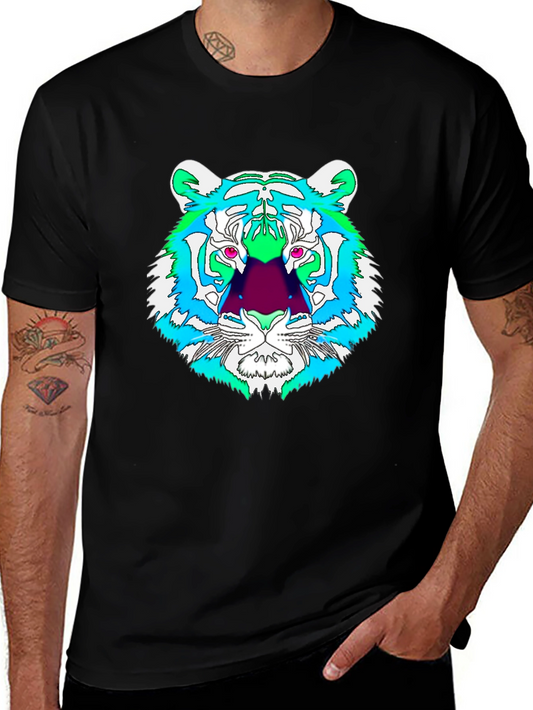 Vibrant Tiger Graphic Tee - Mens Black T-Shirt
