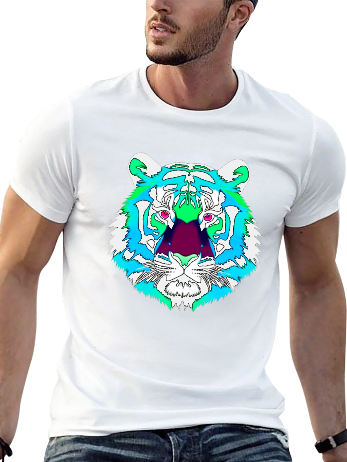 Vibrant Tiger Graphic Tee - Mens Black T-Shirt