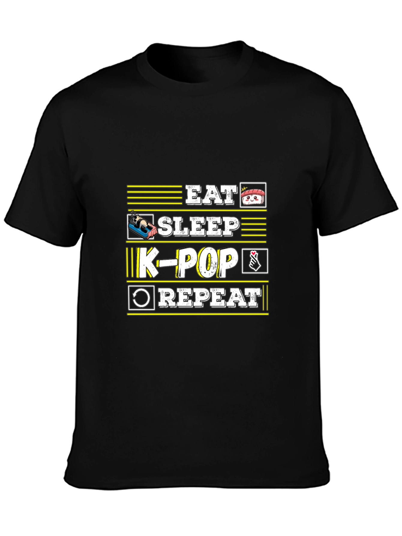 Eat Sleep K-Pop Repeat Black T-Shirt
