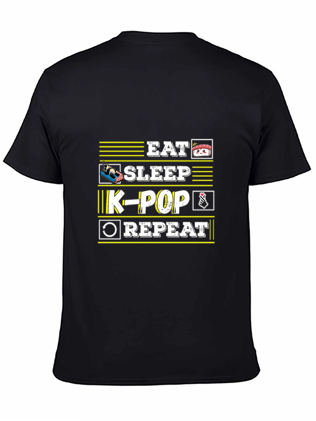Eat Sleep K-Pop Repeat Black T-Shirt