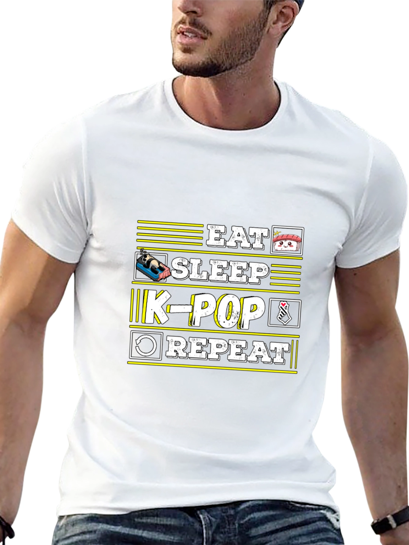 Eat Sleep K-Pop Repeat Black T-Shirt