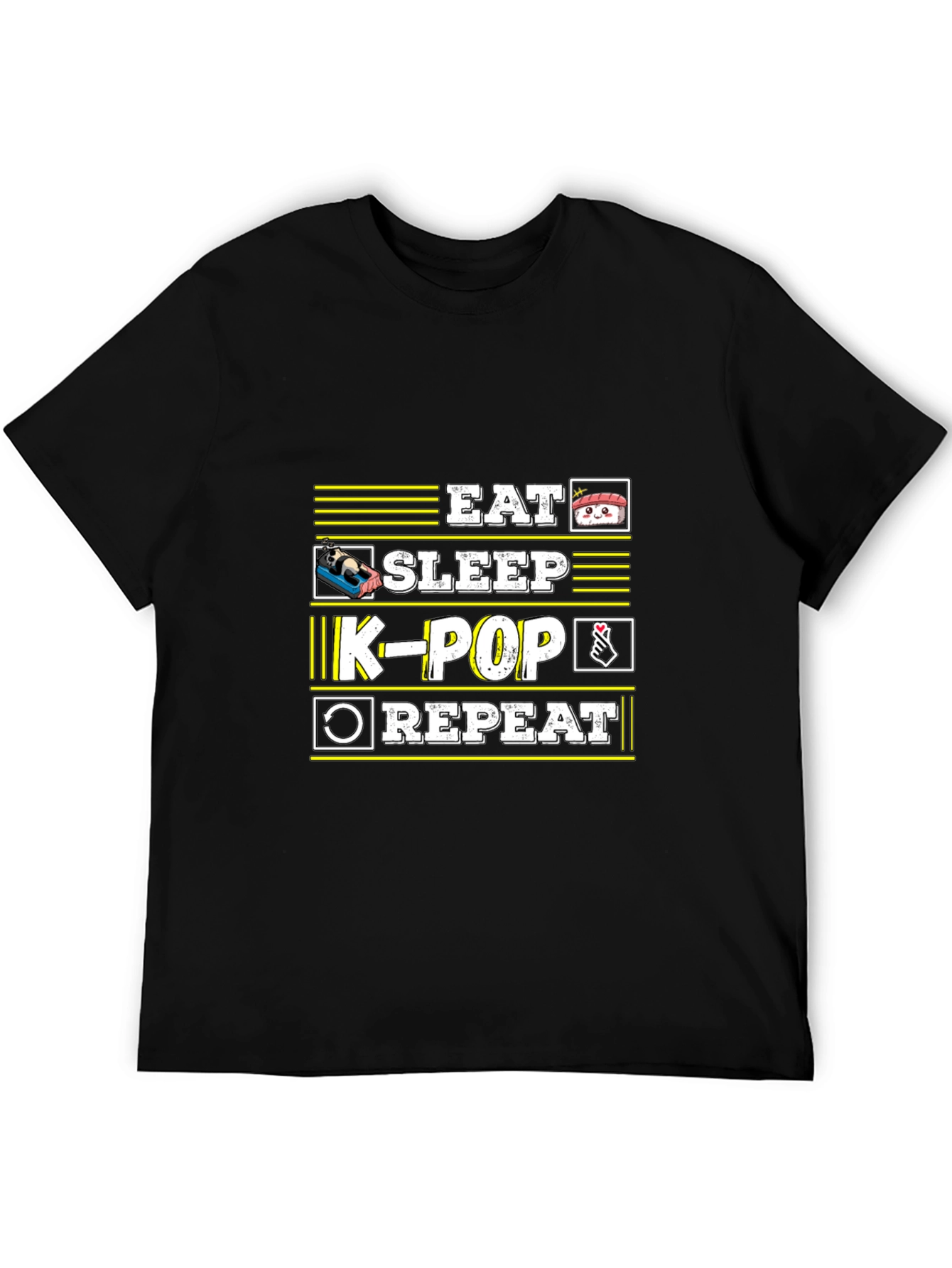 Eat Sleep K-Pop Repeat Black T-Shirt