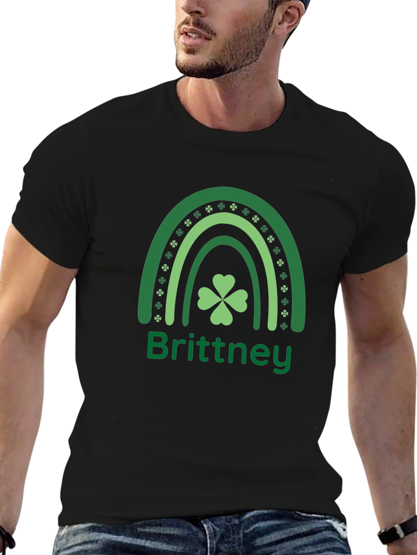 Brittney St. Patricks Day Clover Rainbow T-Shirt
