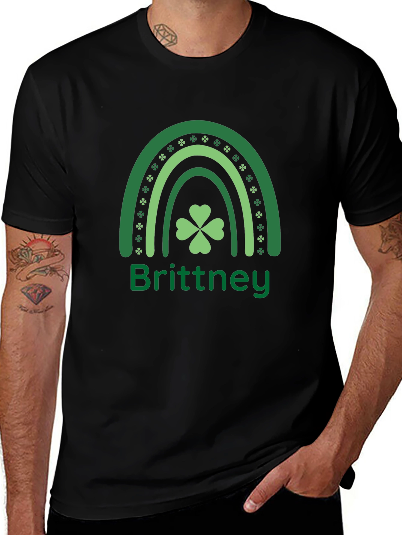 Brittney St. Patricks Day Clover Rainbow T-Shirt