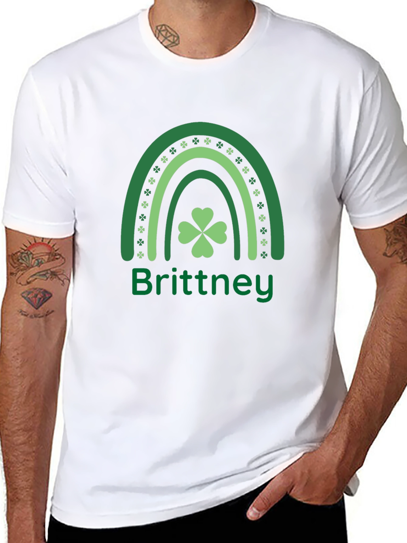 Brittney St. Patricks Day Clover Rainbow T-Shirt