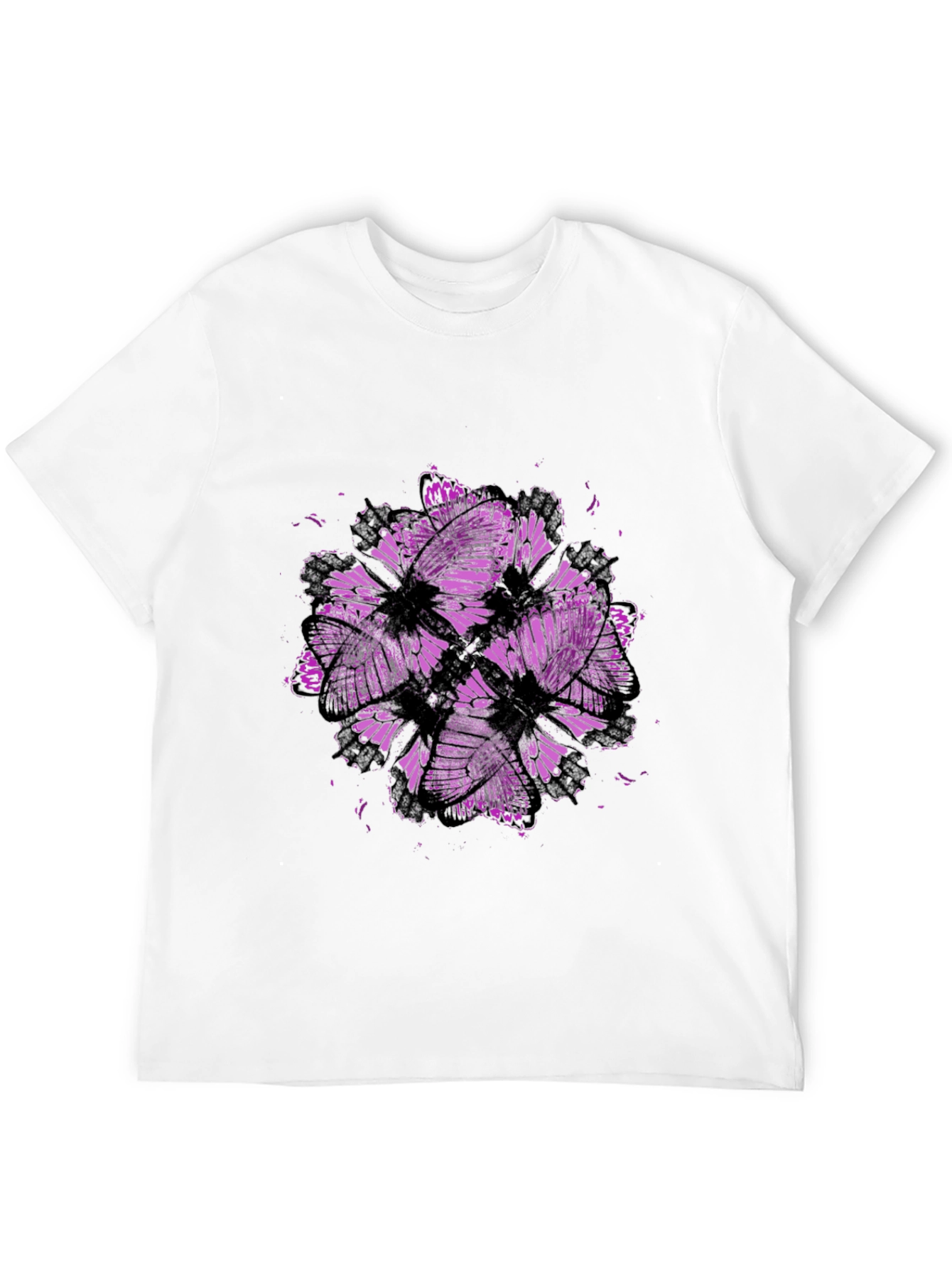 Butterfly Cluster Graphic Tee - Black Cotton T-Shirt