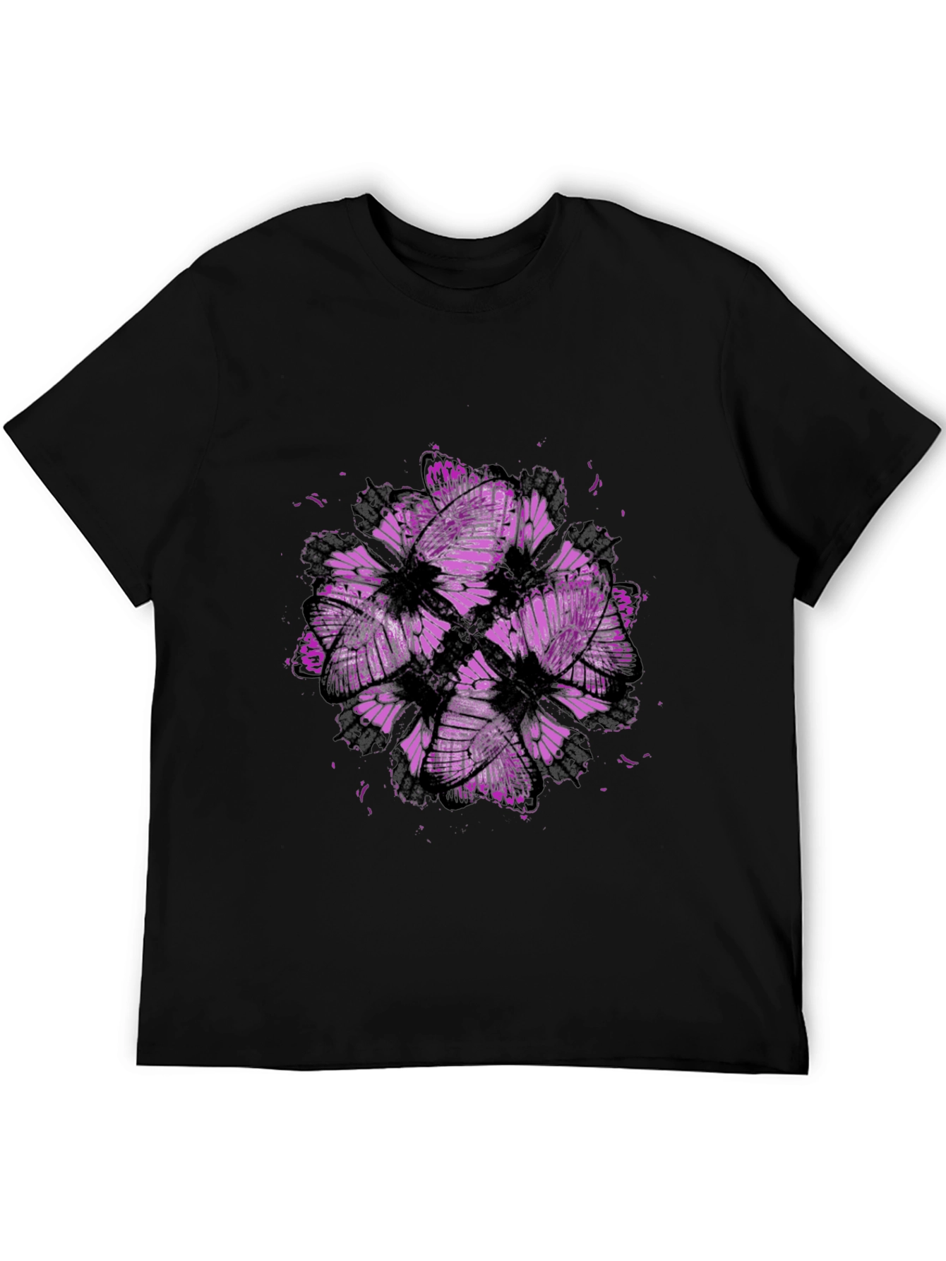 Butterfly Cluster Graphic Tee - Black Cotton T-Shirt