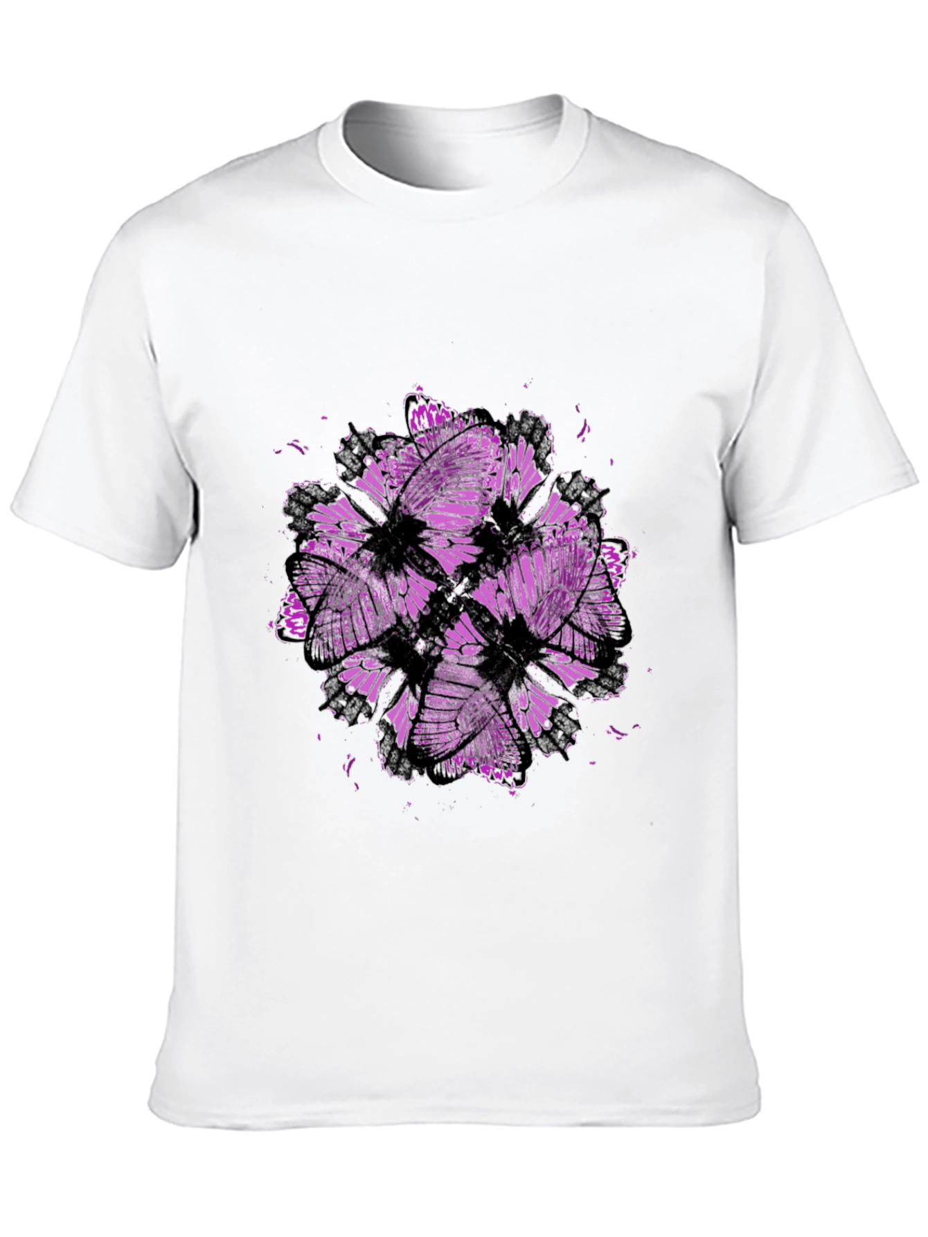Butterfly Cluster Graphic Tee - Black Cotton T-Shirt