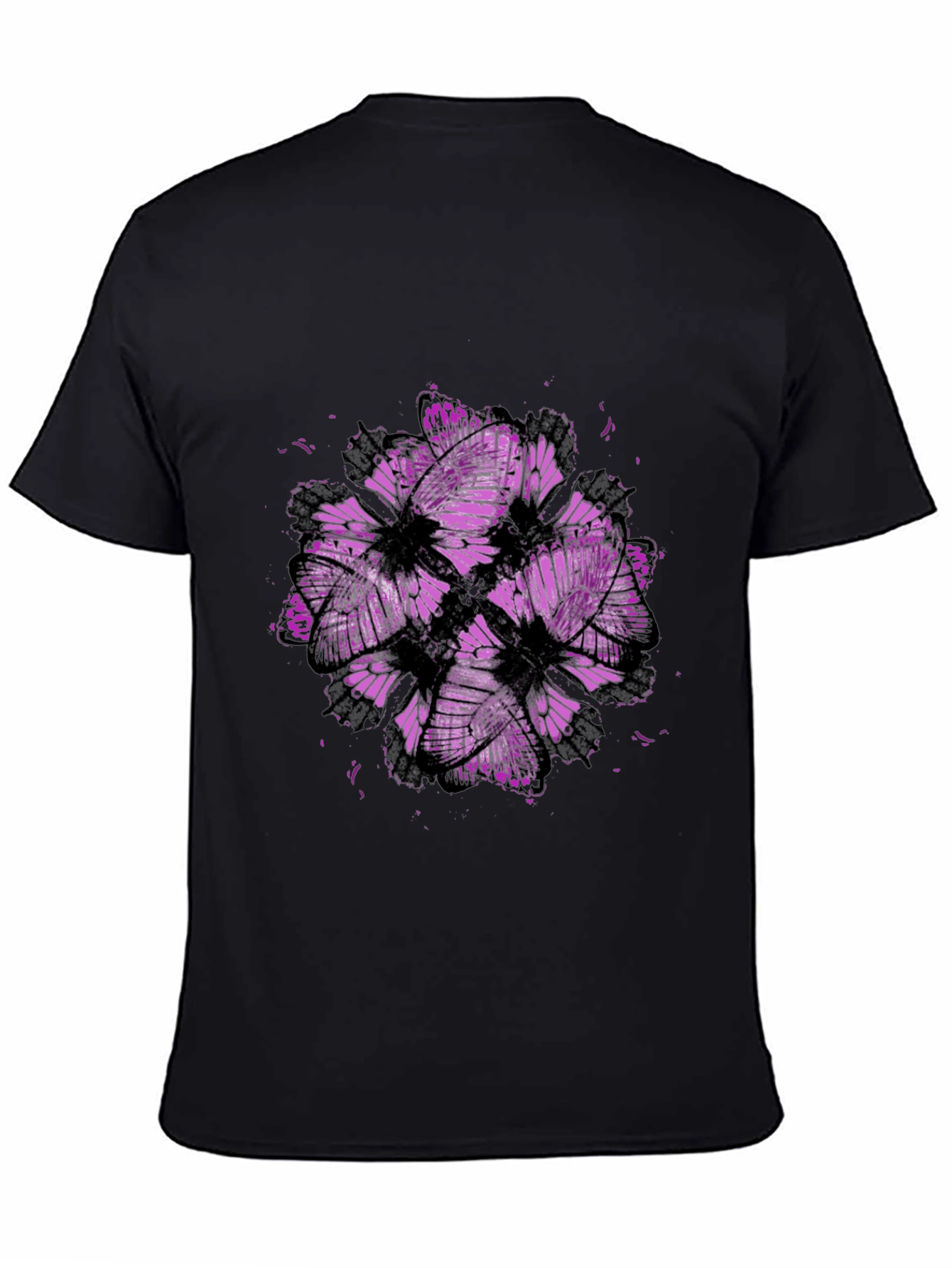 Butterfly Cluster Graphic Tee - Black Cotton T-Shirt
