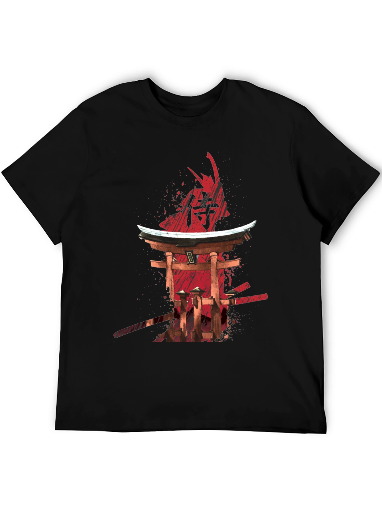 Samurai Graphic Print Black T-Shirt