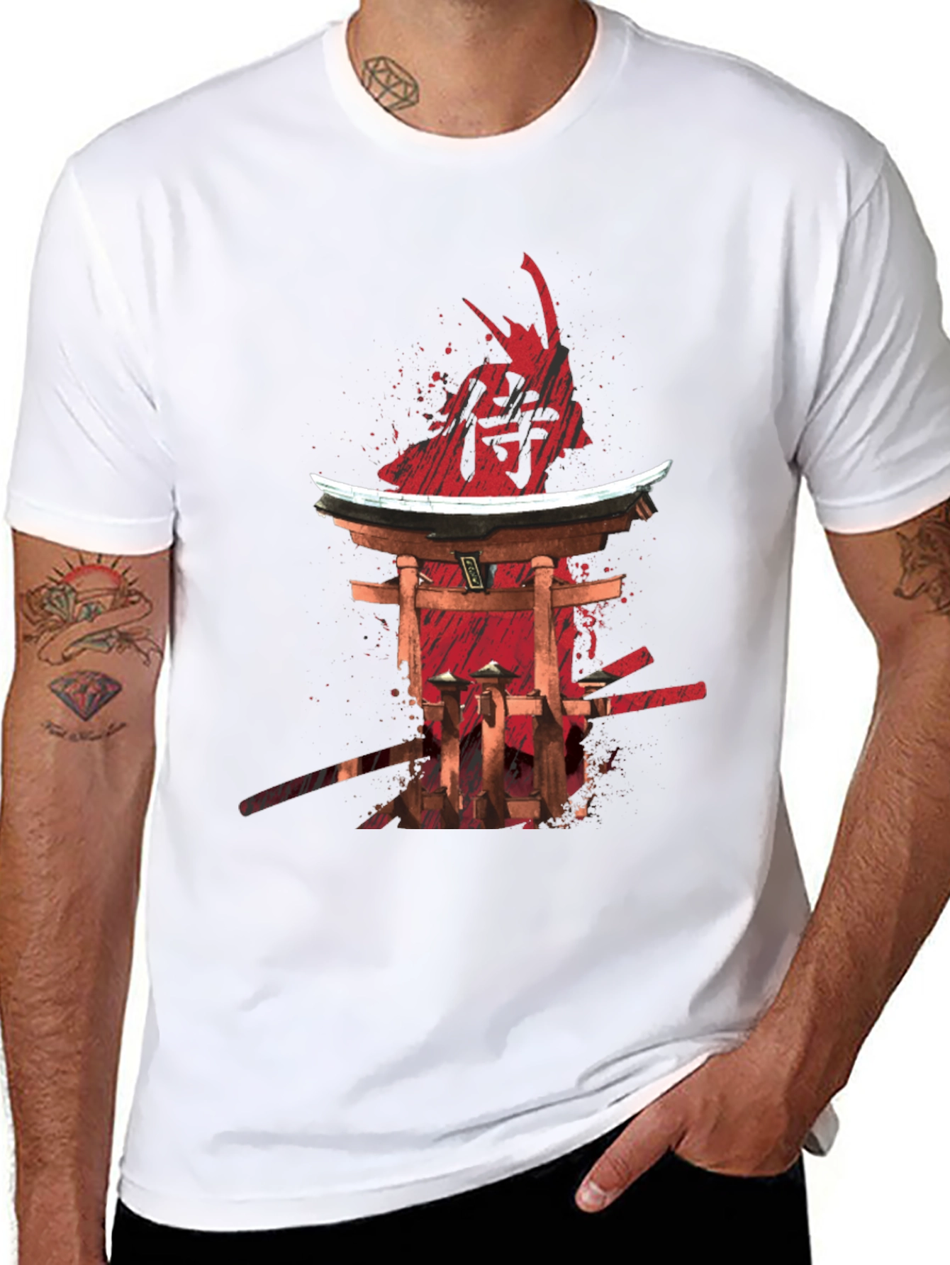 Samurai Graphic Print Black T-Shirt
