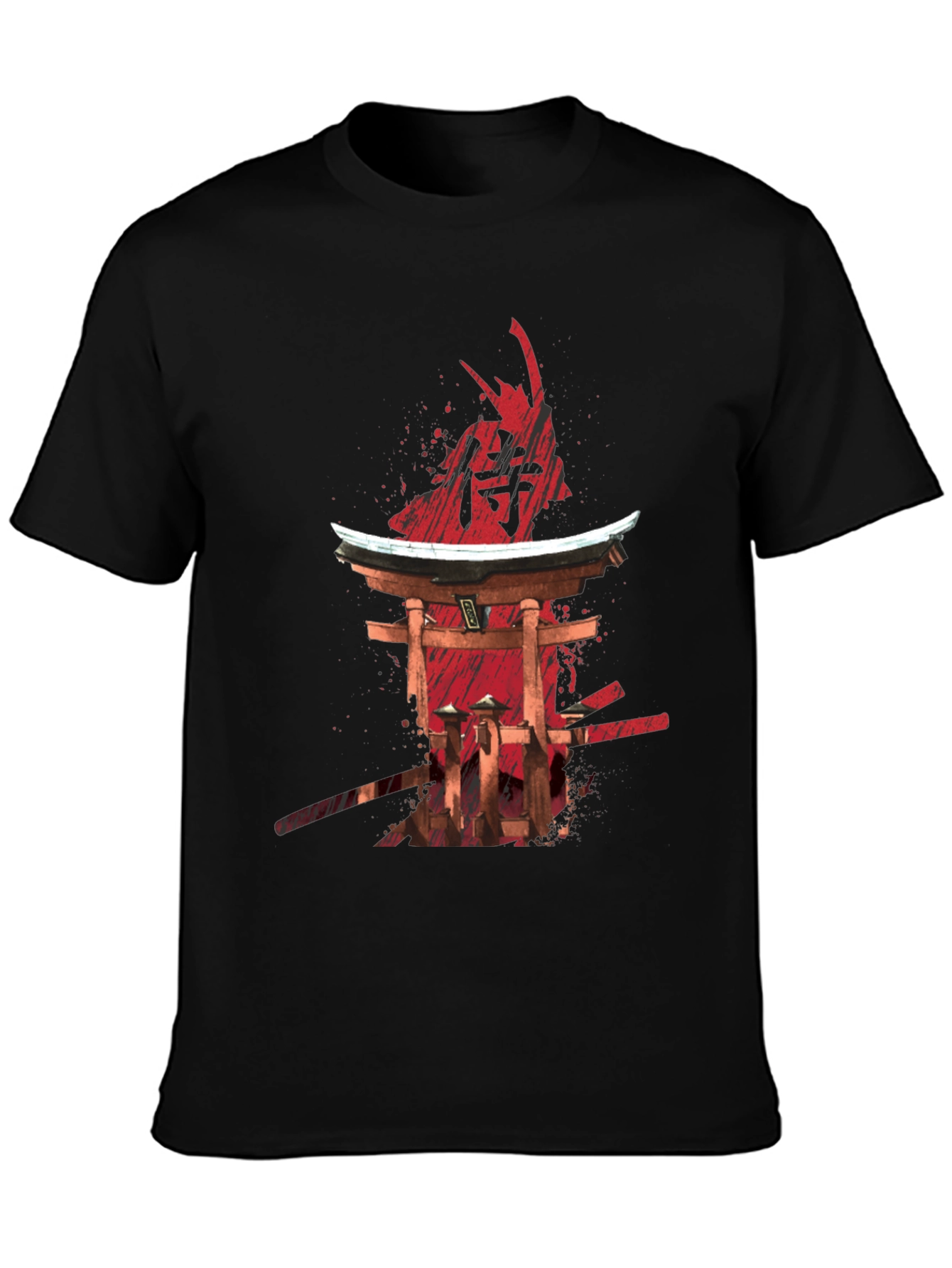 Samurai Graphic Print Black T-Shirt
