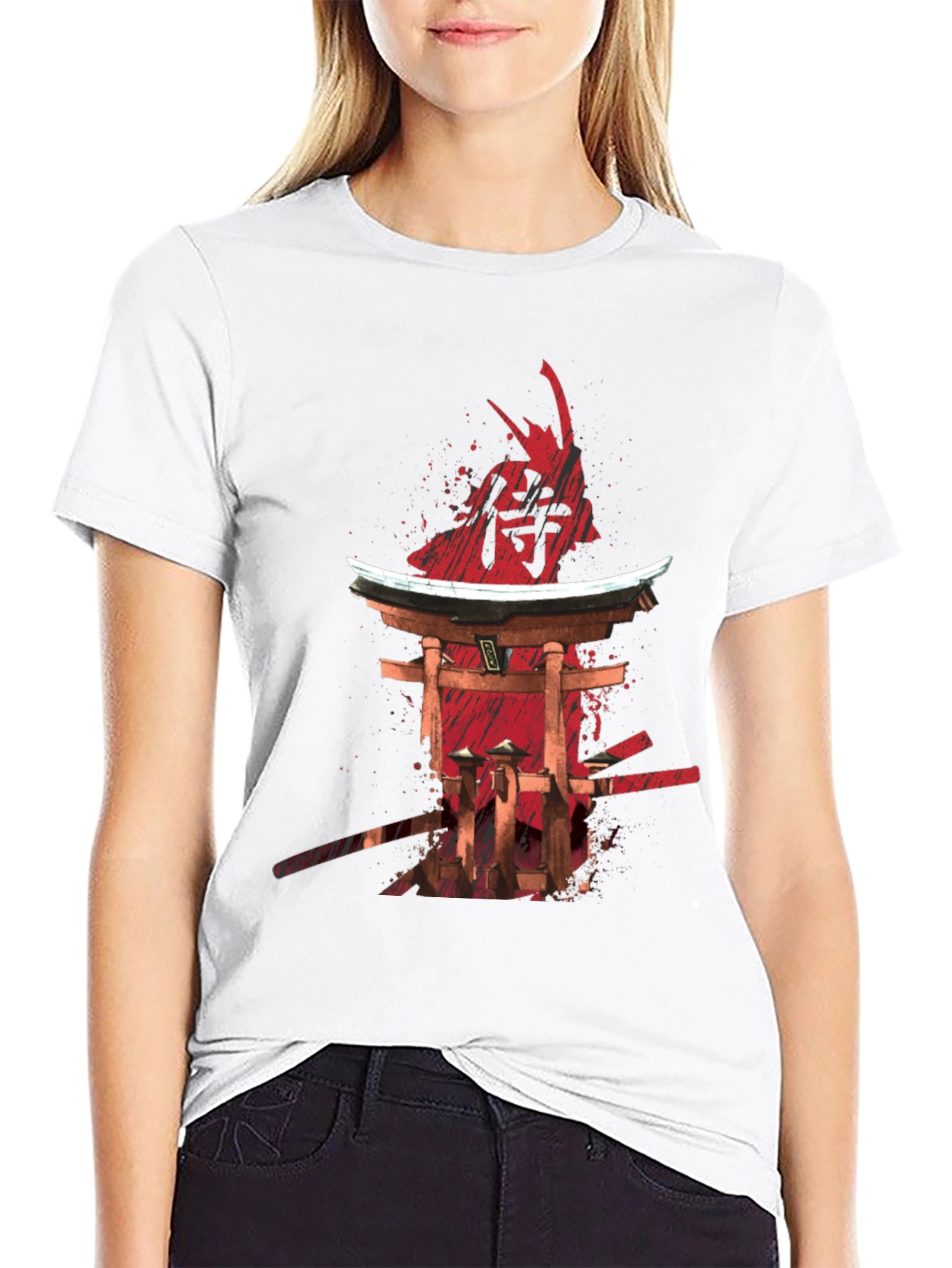 Samurai Graphic Print Black T-Shirt