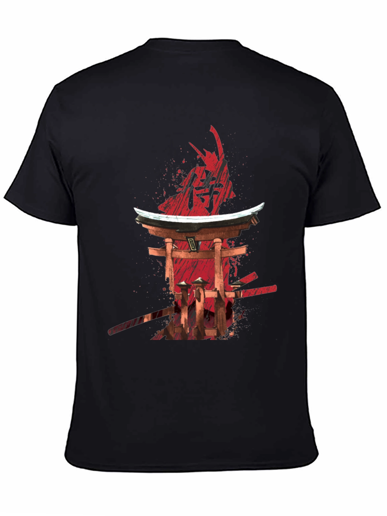 Samurai Graphic Print Black T-Shirt