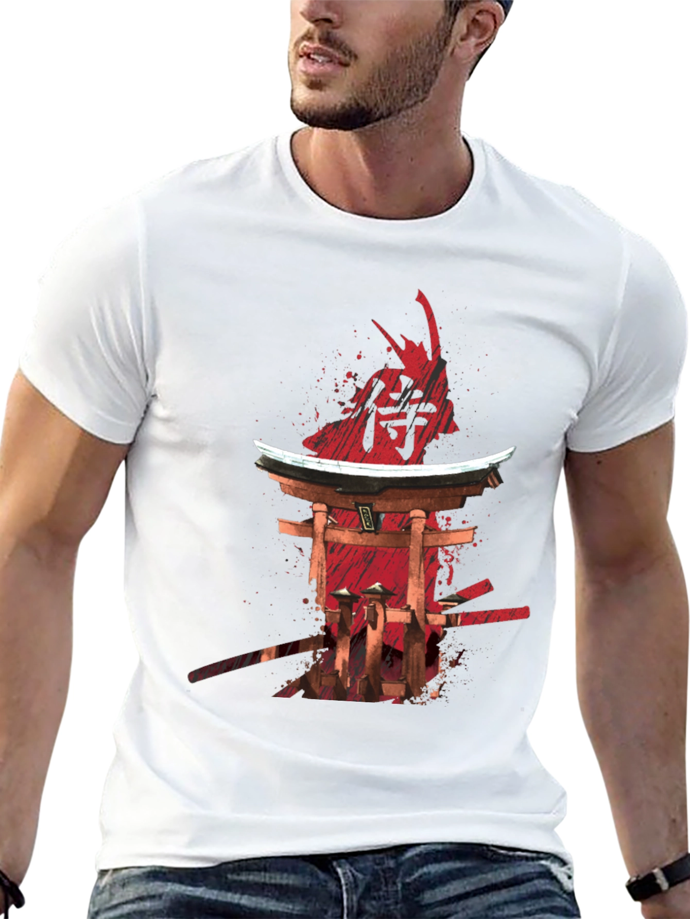 Samurai Graphic Print Black T-Shirt