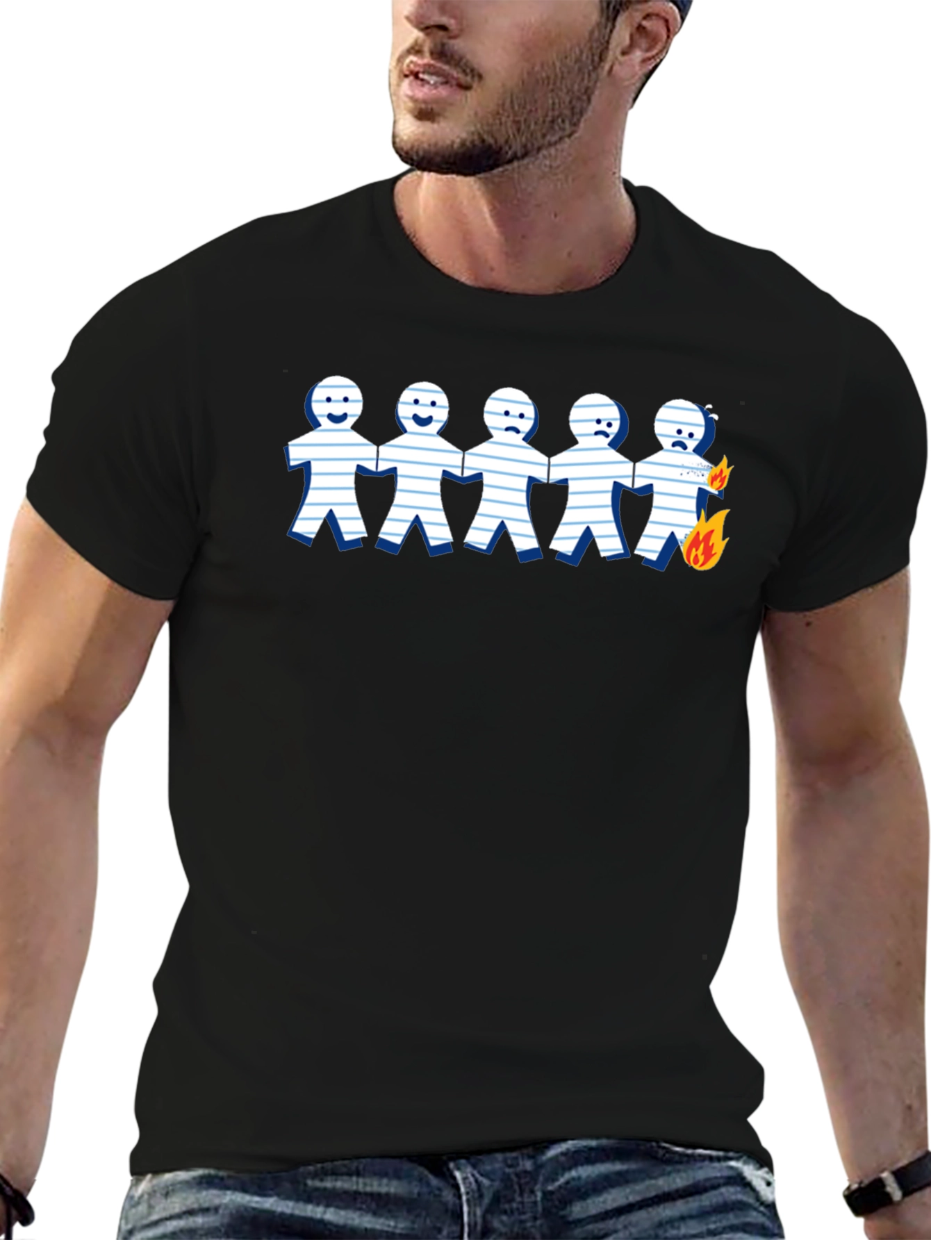 Burning Paper Doll T-Shirt - Unique Graphic Tee