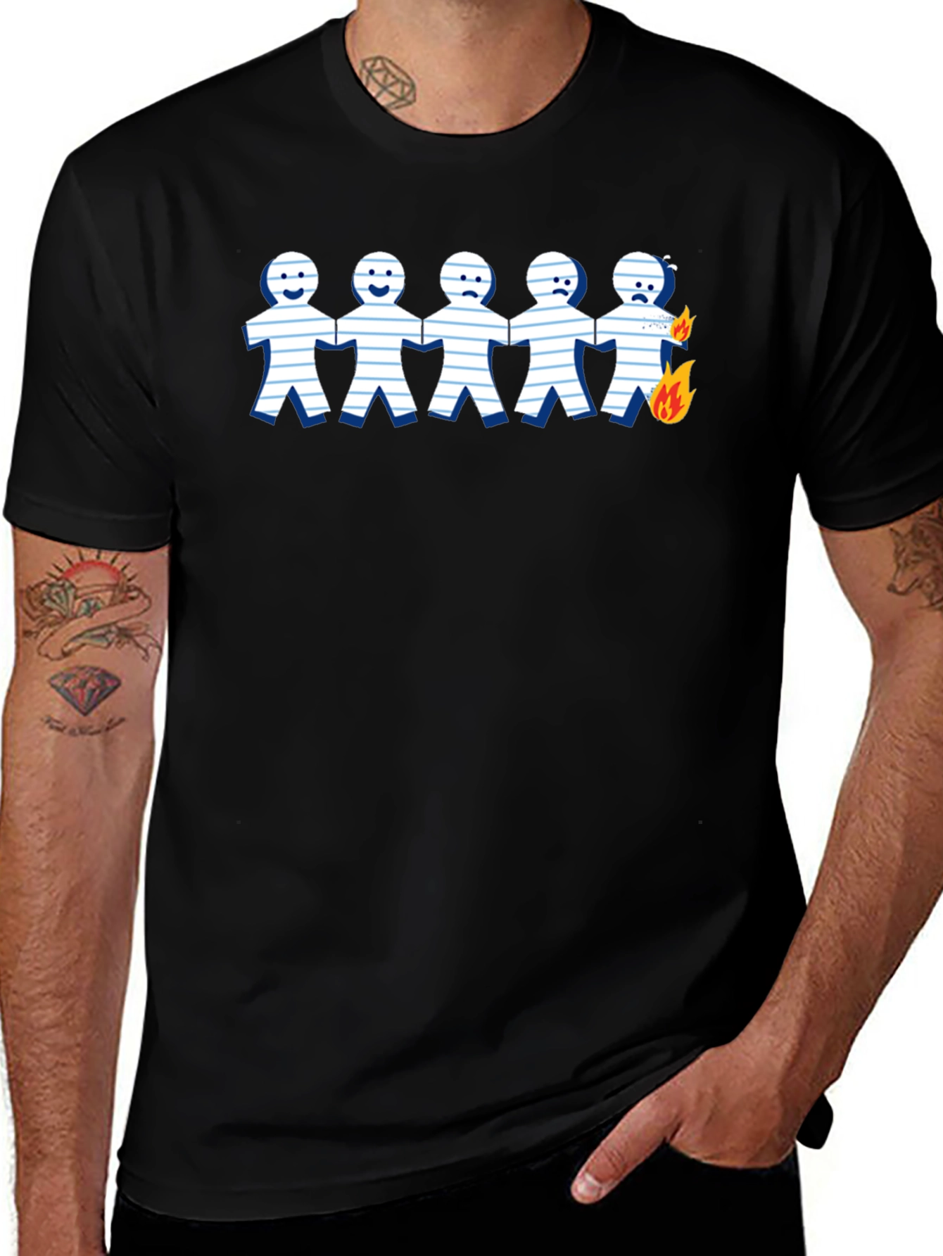 Burning Paper Doll T-Shirt - Unique Graphic Tee