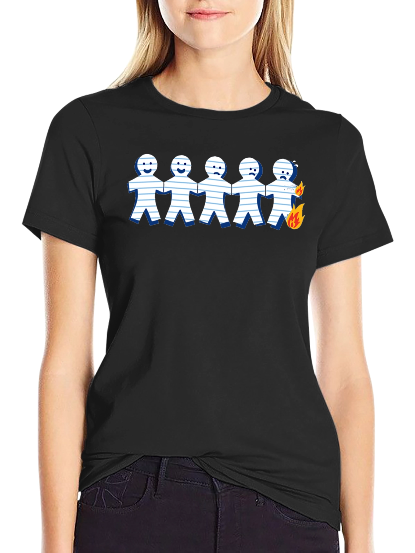 Burning Paper Doll T-Shirt - Unique Graphic Tee