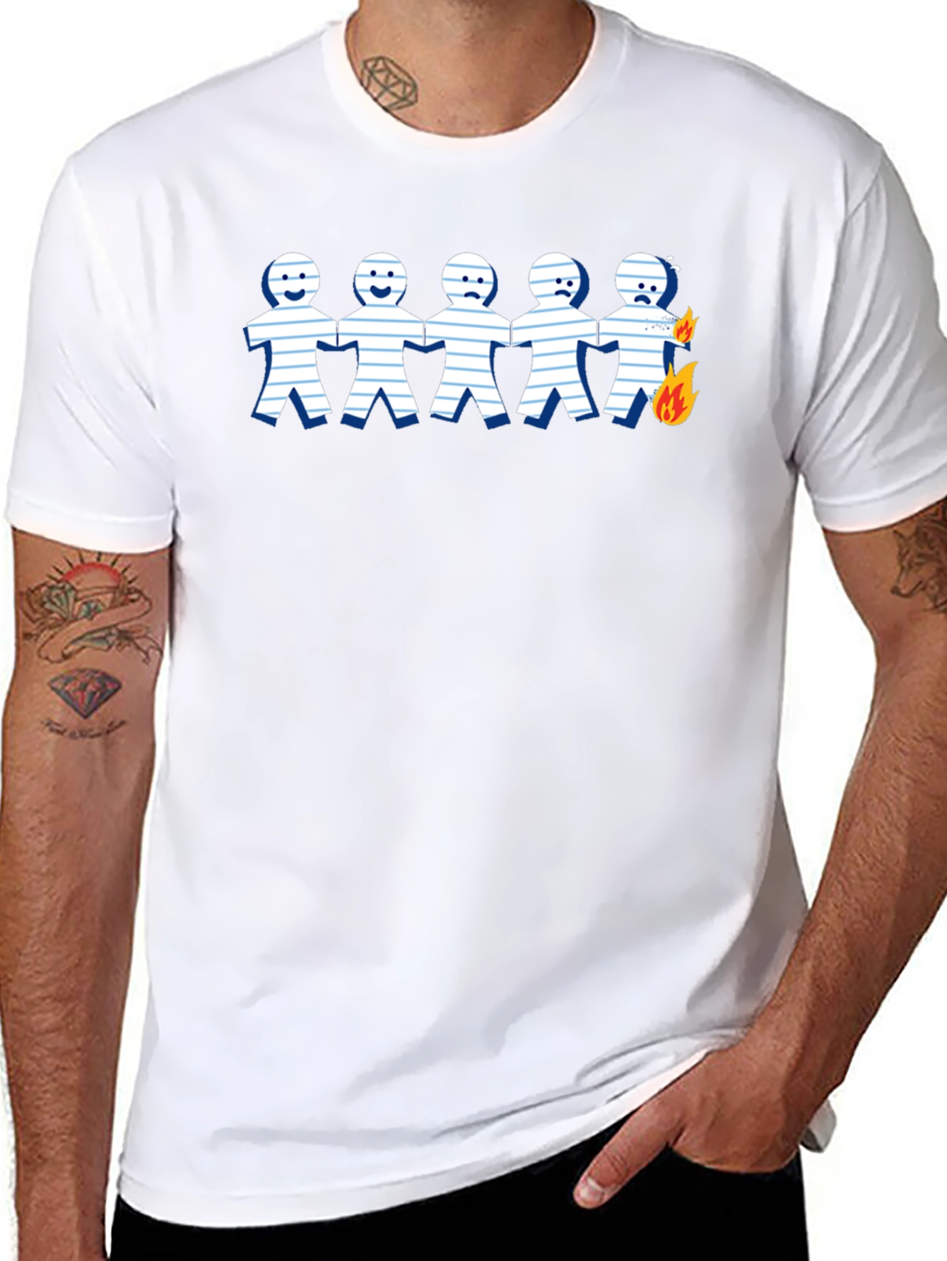 Burning Paper Doll T-Shirt - Unique Graphic Tee