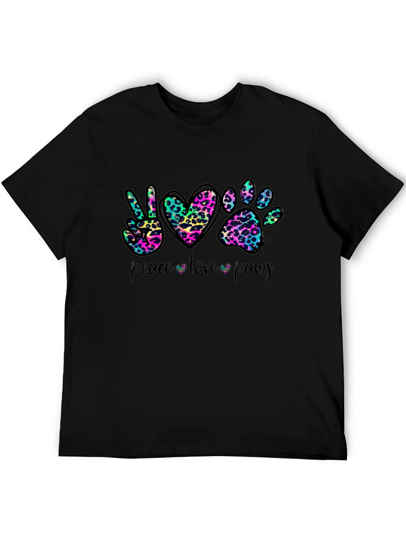 Peace Love Paws Leopard Print T-Shirt