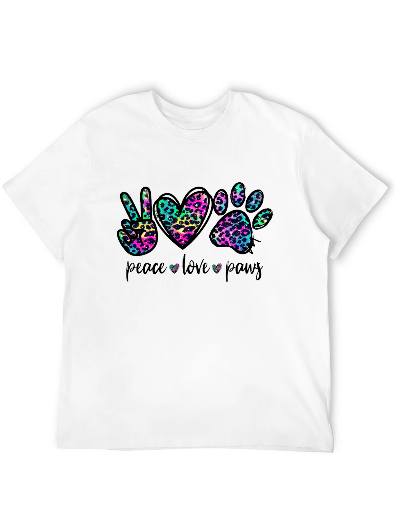 Peace Love Paws Leopard Print T-Shirt