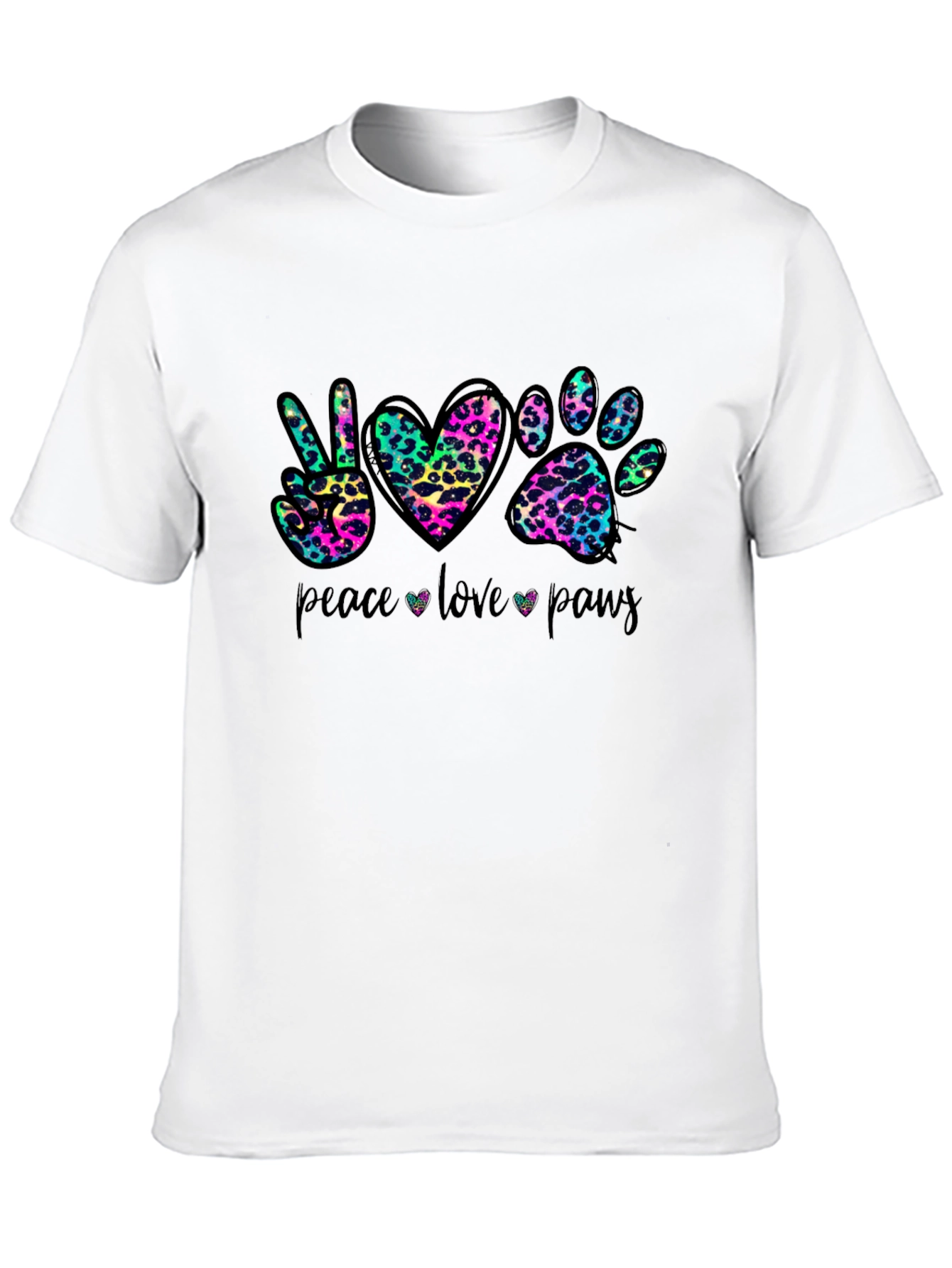 Peace Love Paws Leopard Print T-Shirt