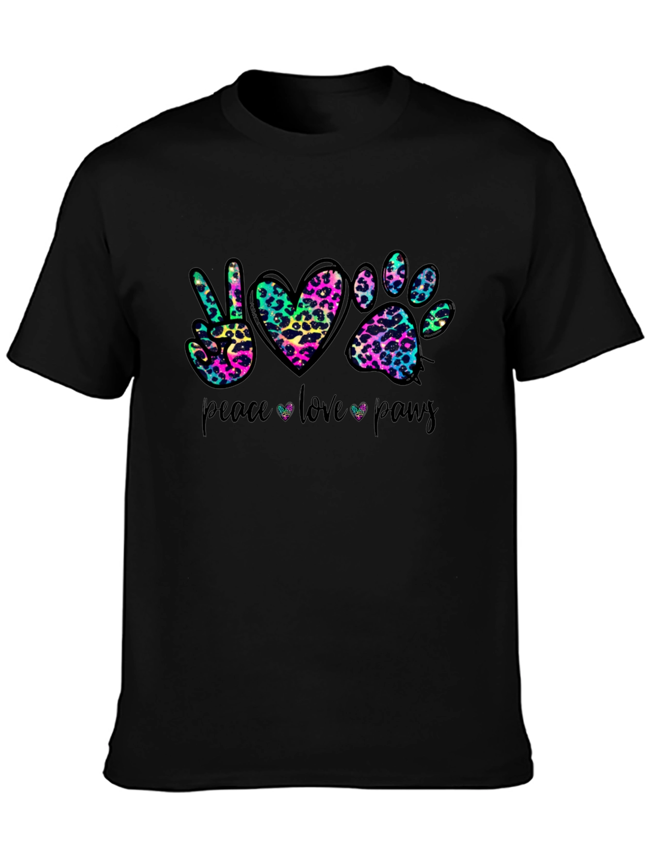 Peace Love Paws Leopard Print T-Shirt