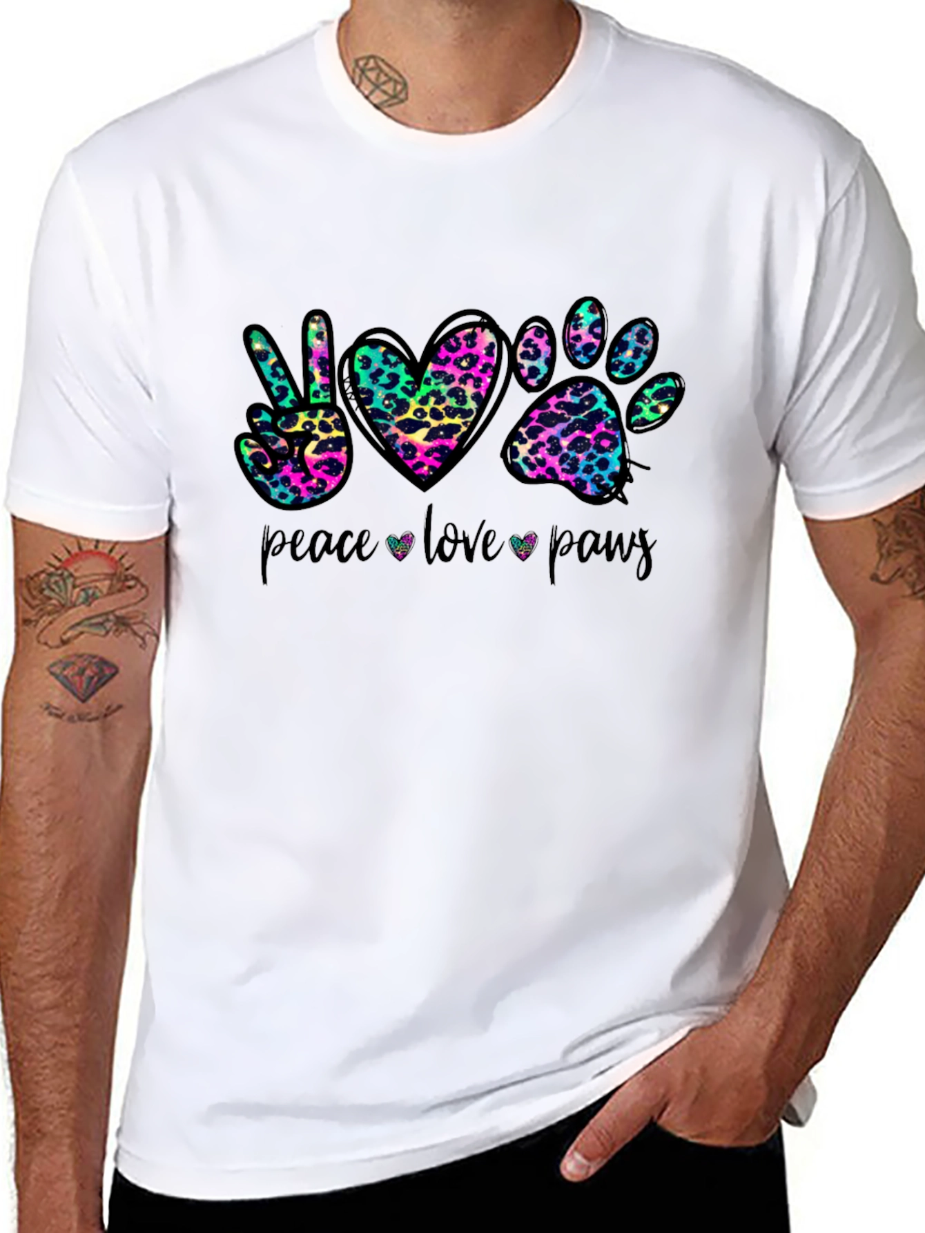 Peace Love Paws Leopard Print T-Shirt