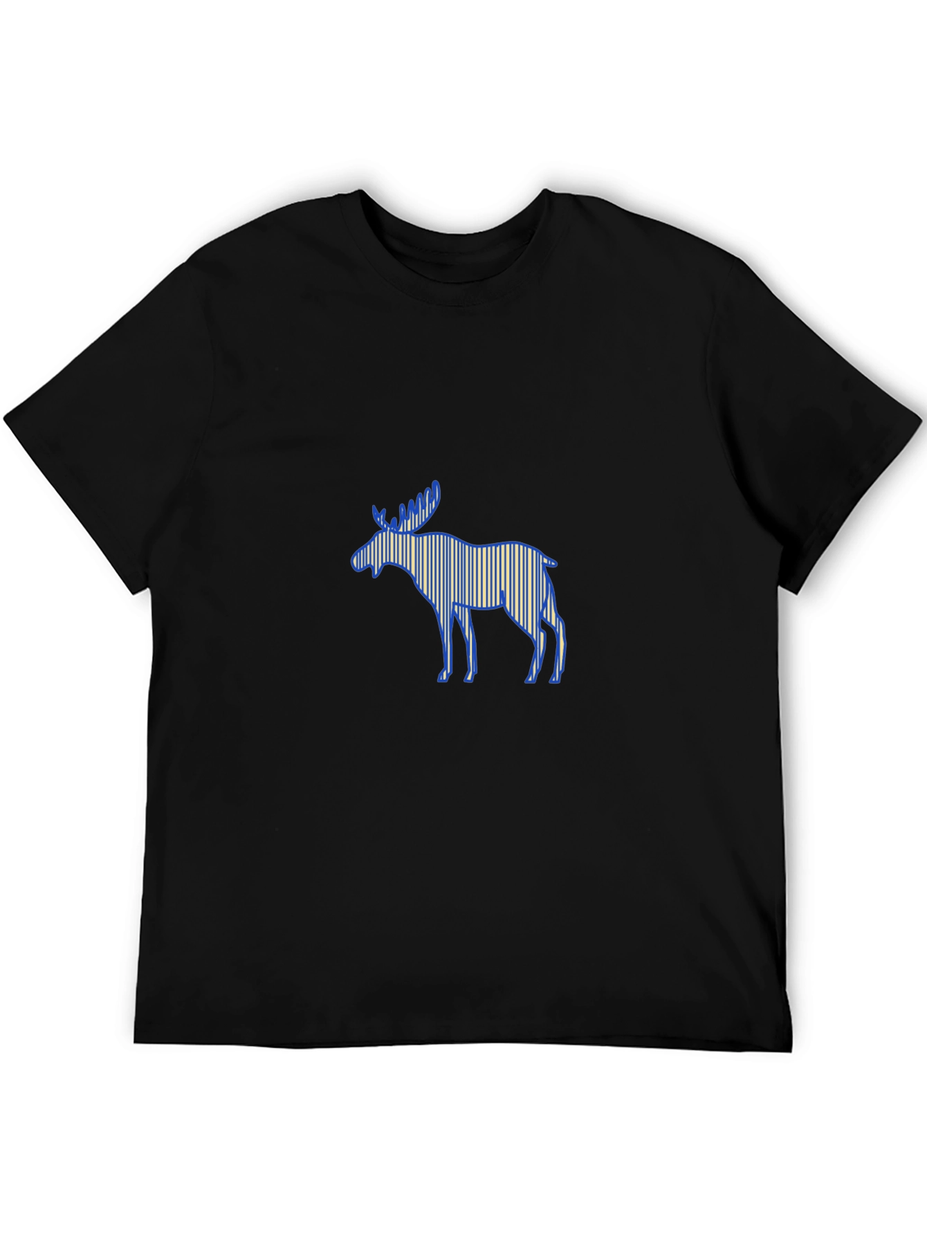 Moose Graphic Print Black T-Shirt